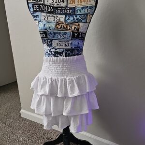 Michael Kors White Ruffled Mini Skirt